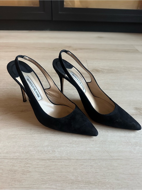 Manolo Blahnik Shoes - Manolo Blahnik 100MM Black Suede Slingback Pointed Pumps (38 EU)